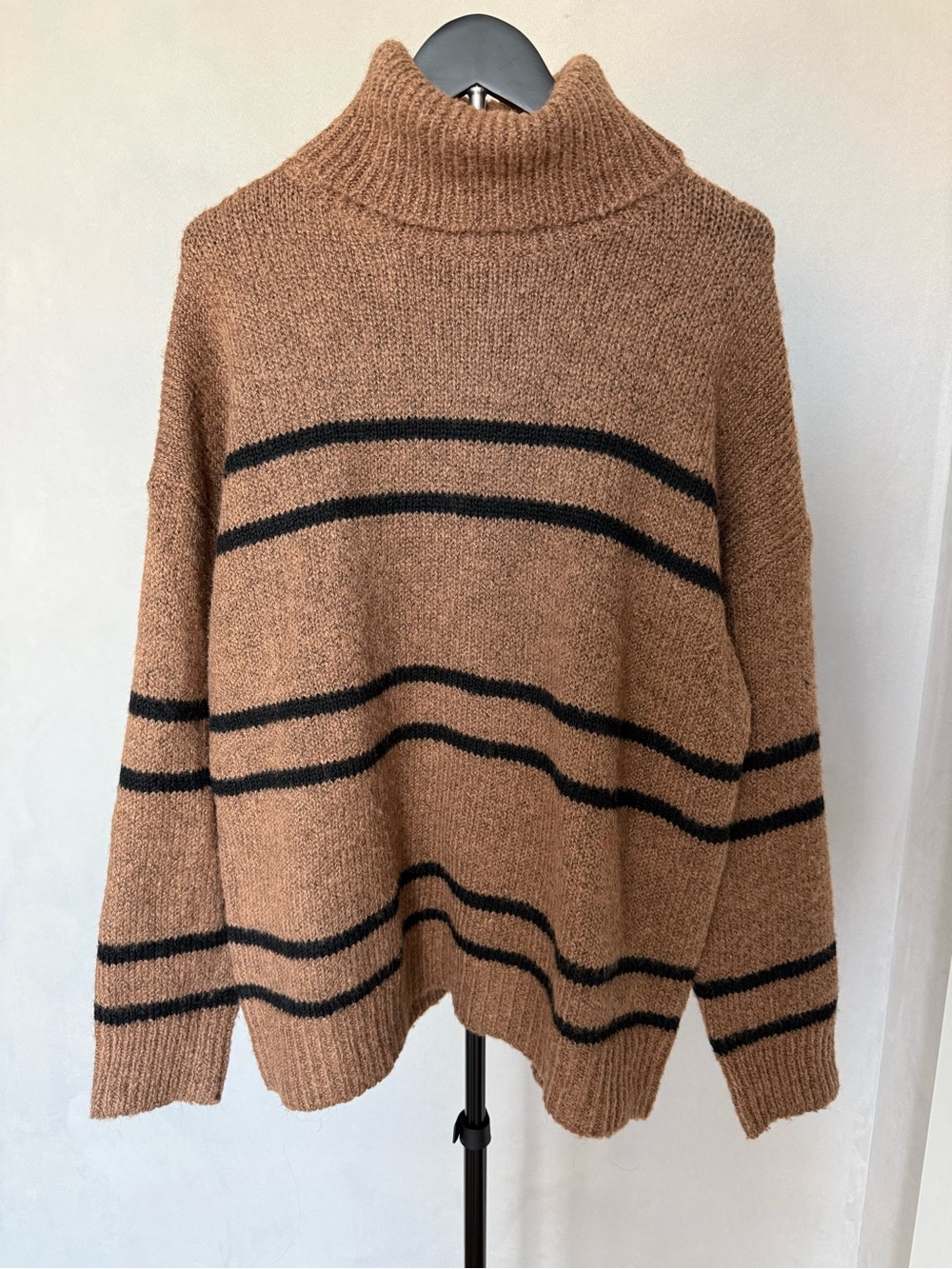 Line & Dot - Turtleneck Striped Sweater - Brown